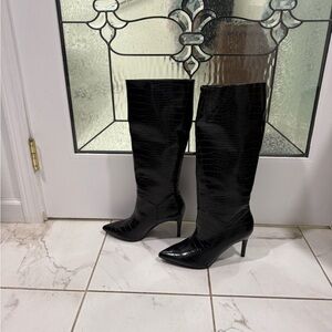 Steve Madden Kings Black Stiletto Knee High Boots